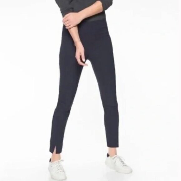 ATHLETA Petite Black Wander Slim High Rise Back Zip Pants - Picture 1 of 5